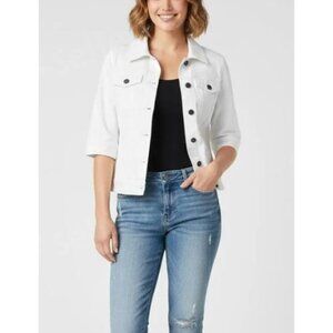 St. John's Bay Quality Apparel White Elbow Length Sleeve Denim Jacket Size Small